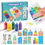 Squeegee Art Kit | Set with 5 colors and a magic squeegee for creating drawings without brushes | for kids 5+