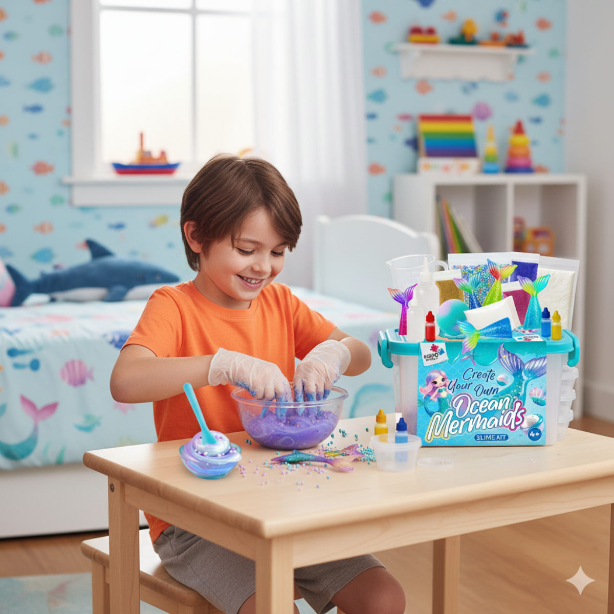 Ocean Mermaids Slime Kit | Create Your Own Slime Ocean World, for Kids 4+