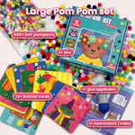 Pom-Pom Kit + Easy-to-Use Tool | 12 Animal-Themed Cards + 600 Pom-Poms