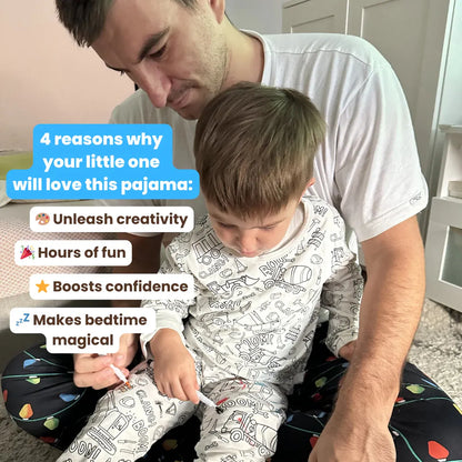 Zweiteiliges Pyjama-Set für Kinder - Color Me! 🚚🚧 Lastwagen und Bagger