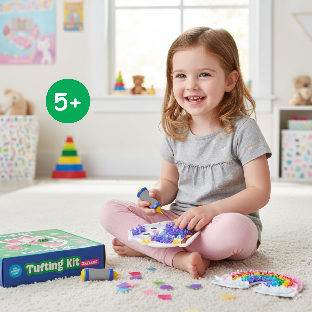 Tufting Kit | Sensory Creative Play with Colorful Pieces | for Kids 4+