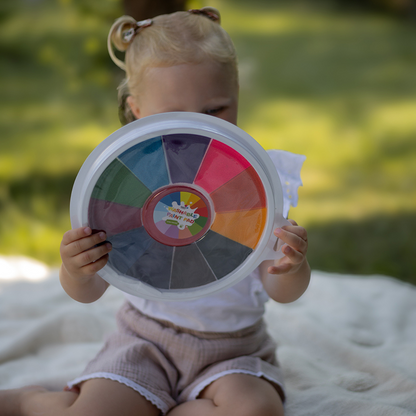 Color palette with 12 different colors, for finger painting (1+ year)