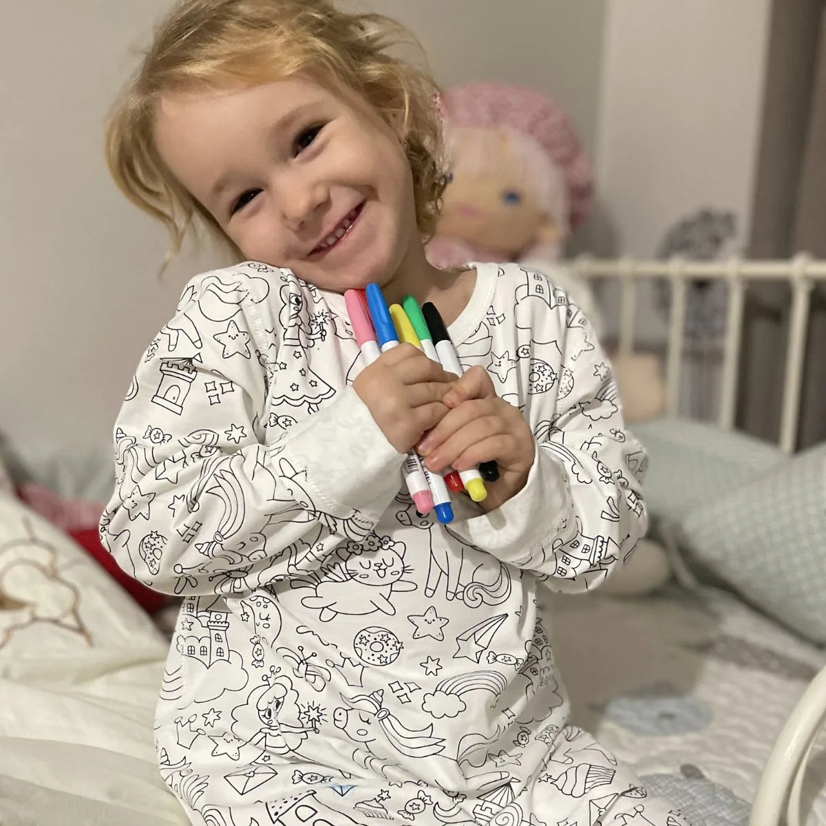 2-Piece Children’s Colorable Pajamas | Princesses & Unicorns (4–8 years)