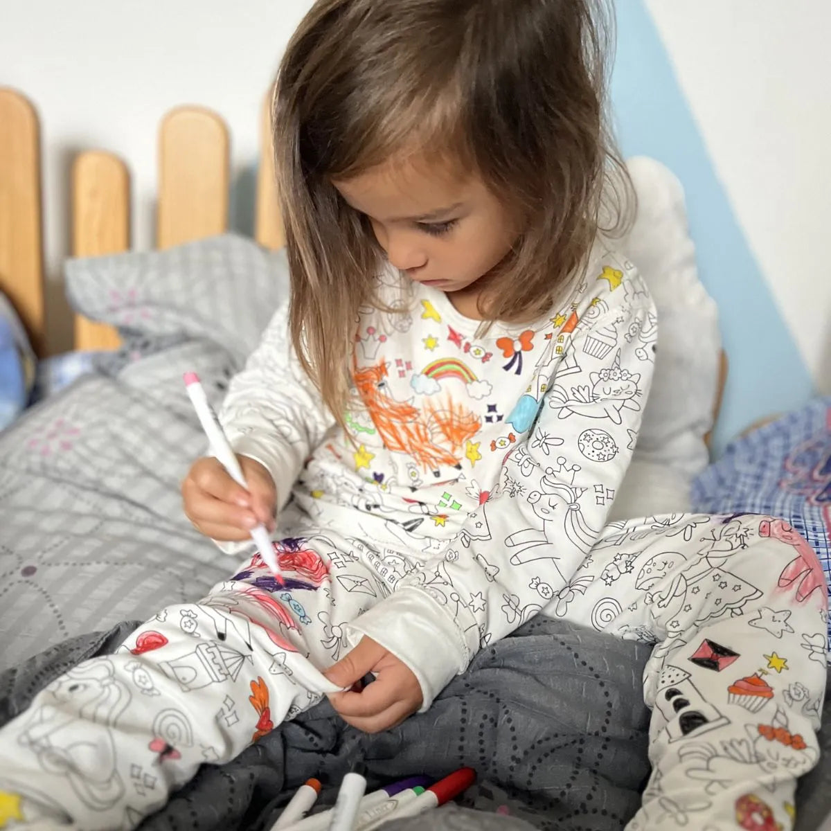 2-Piece Children’s Colorable Pajamas | Princesses & Unicorns (4–8 years)