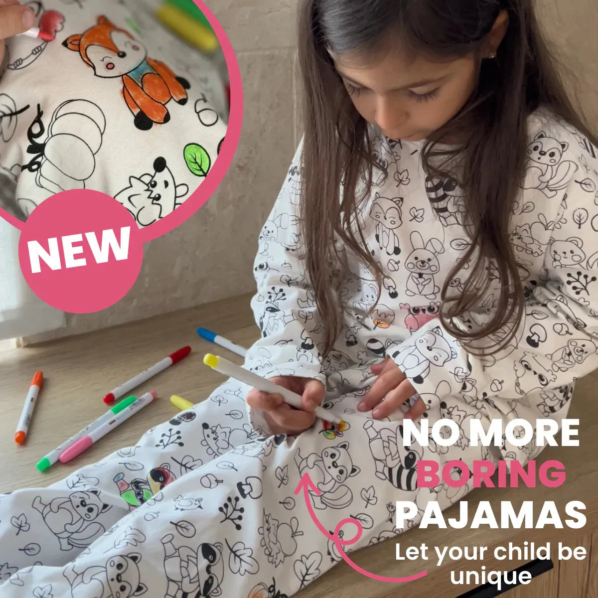2-Piece Children’s Colorable Pajamas | Forest Animals (4–8 years)