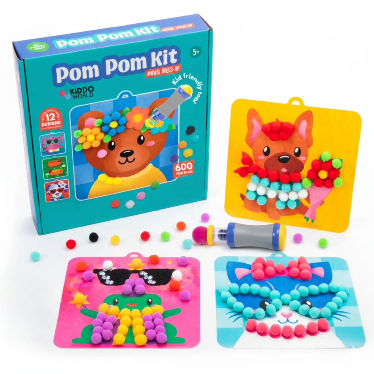 Pom Pom Kit | Sensory Creative Play with Fluffy Balls | for Kids 5+
