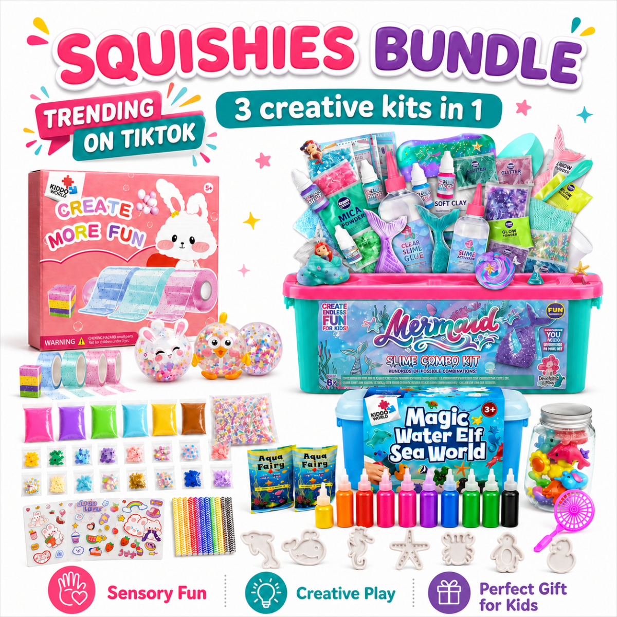 SQUISHIES BUNDLE: Magic Water Squishies, Slime Squishies Ocean Mermaids & Bubble Squishies