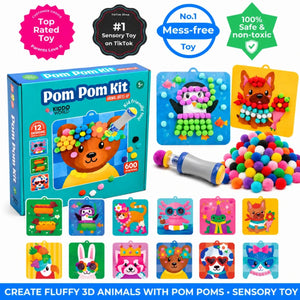 Pom Pom Kit – 3D animals made from fluffy pom poms
