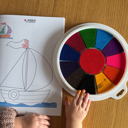 Color palette with 12 different colors, for finger painting (1+ year)