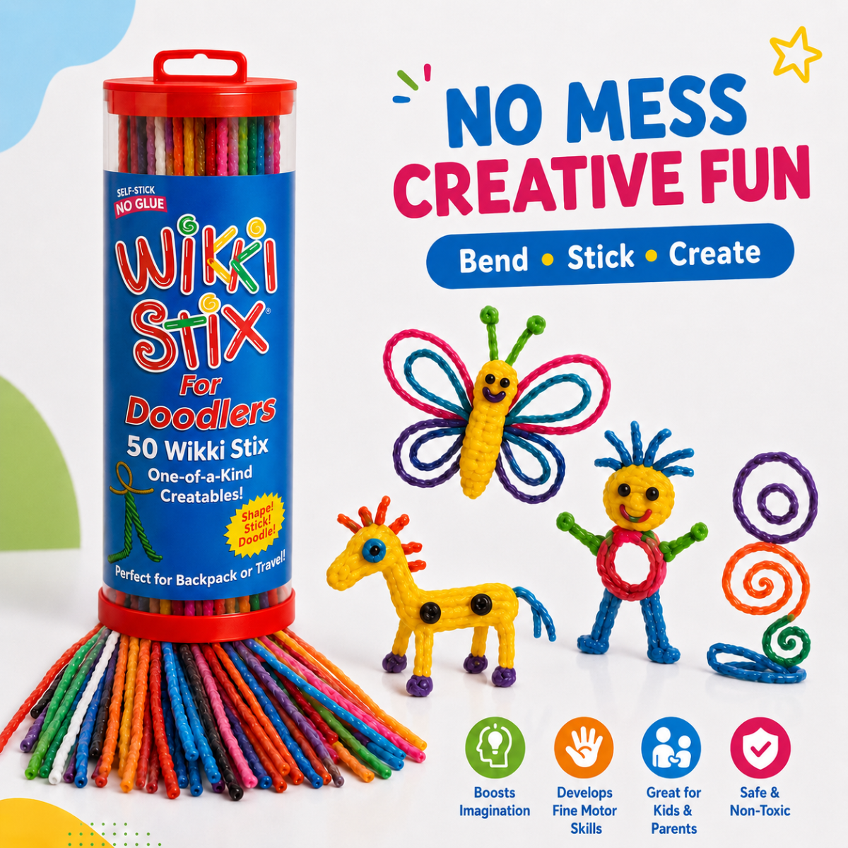 Wikki Stix Magic Waxed Yarn (50-piece set, 3+ years)