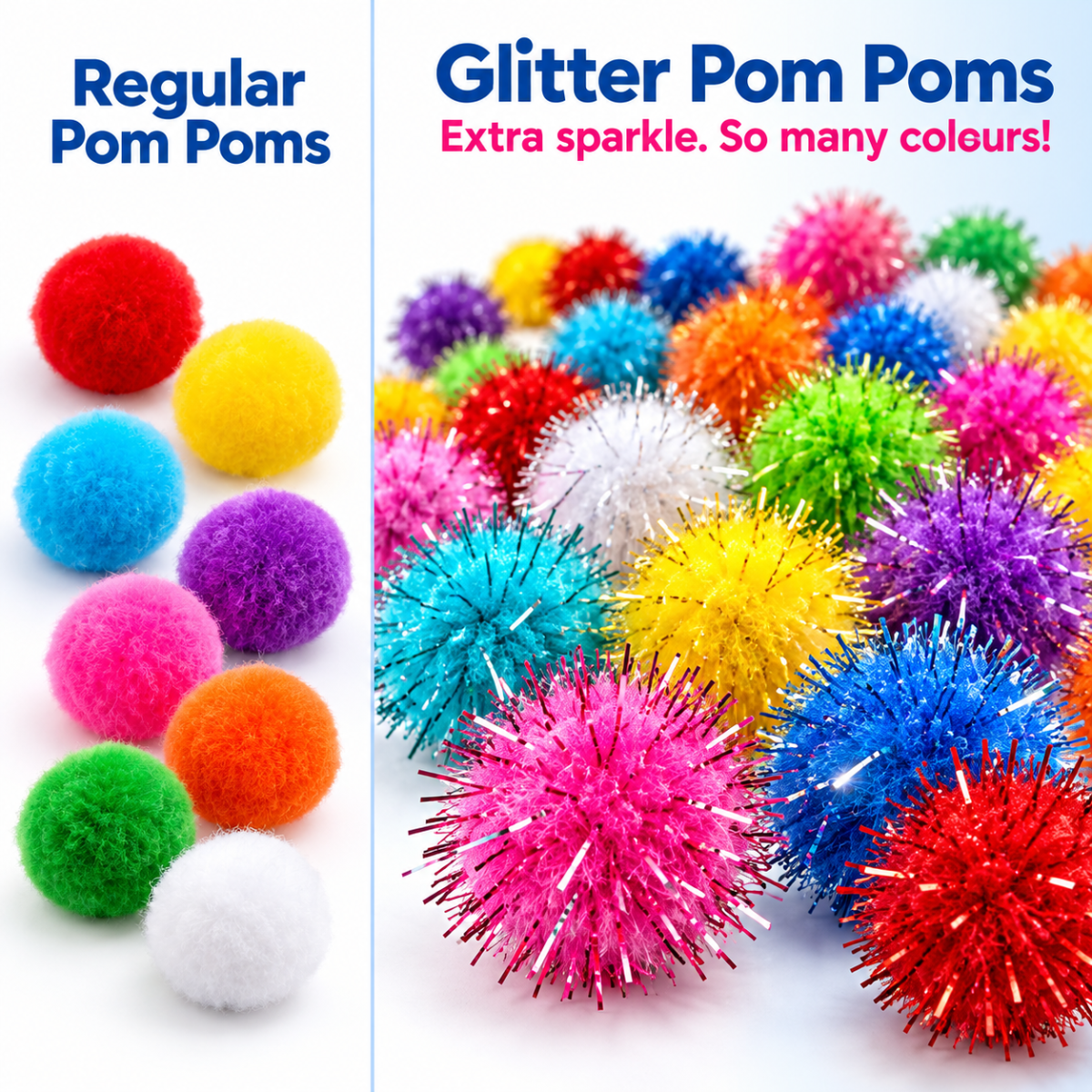 200× Glitter Pom Poms