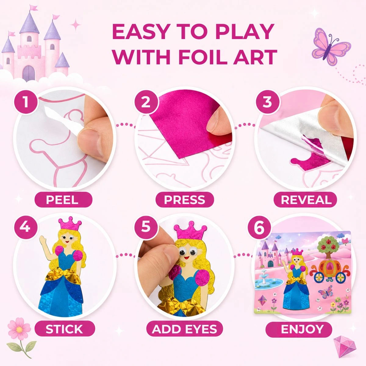 Foil Fun: Unicorns & Princesses – Create Sparkling Fairytales with No Mess! (4+ years)
