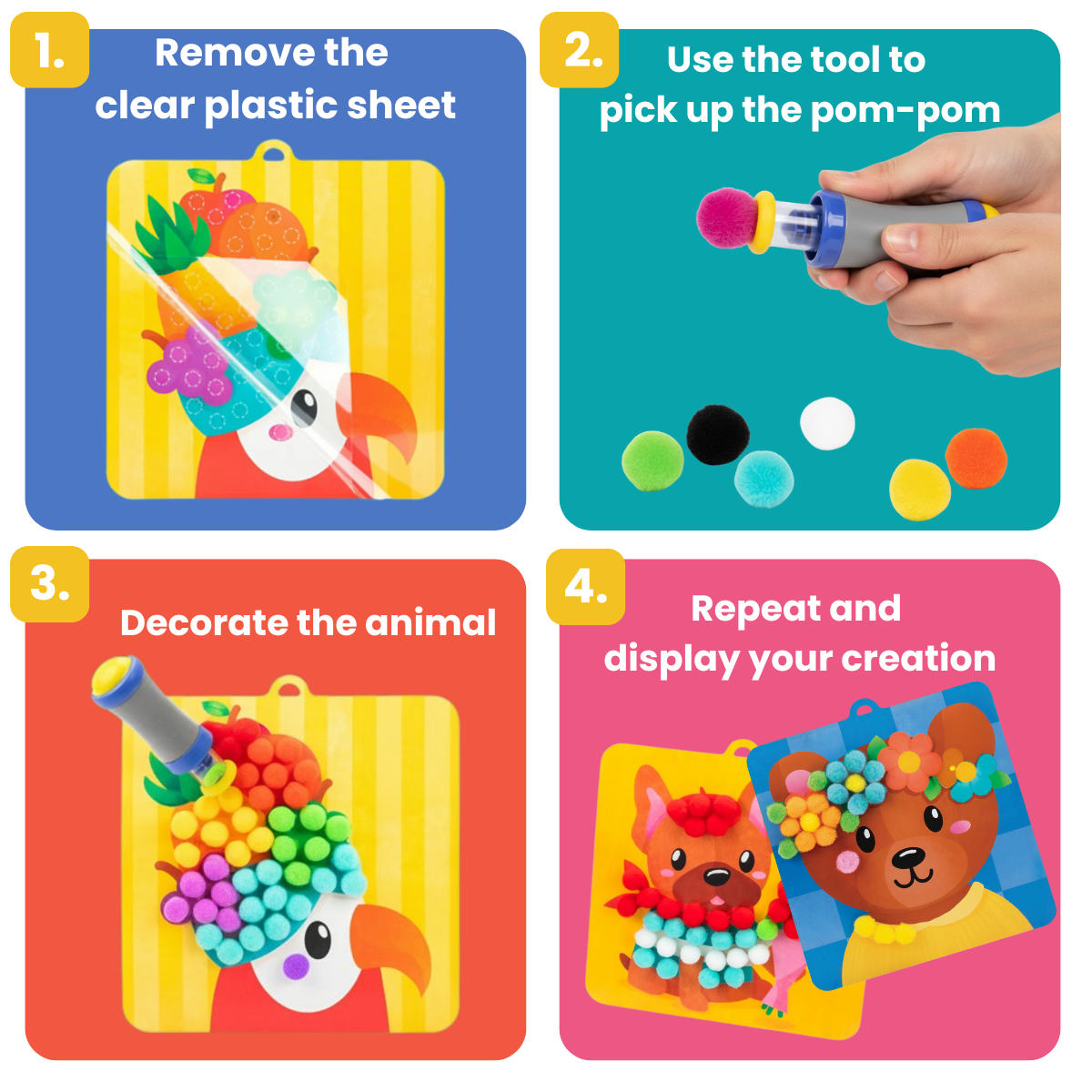 Pom Pom Kit | Sensory Creative Play with Fluffy Balls | for Kids 5+