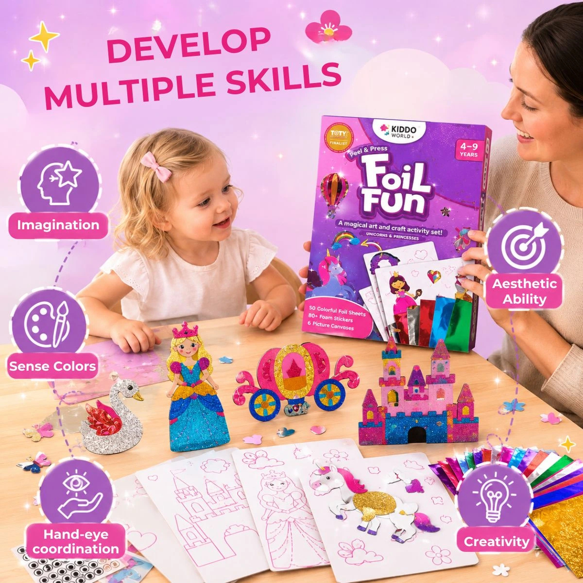 ULTIMATE CREATIVE BUNDLE: Pom Pom Kit, Tufting Kit & Foil Fun Princesses