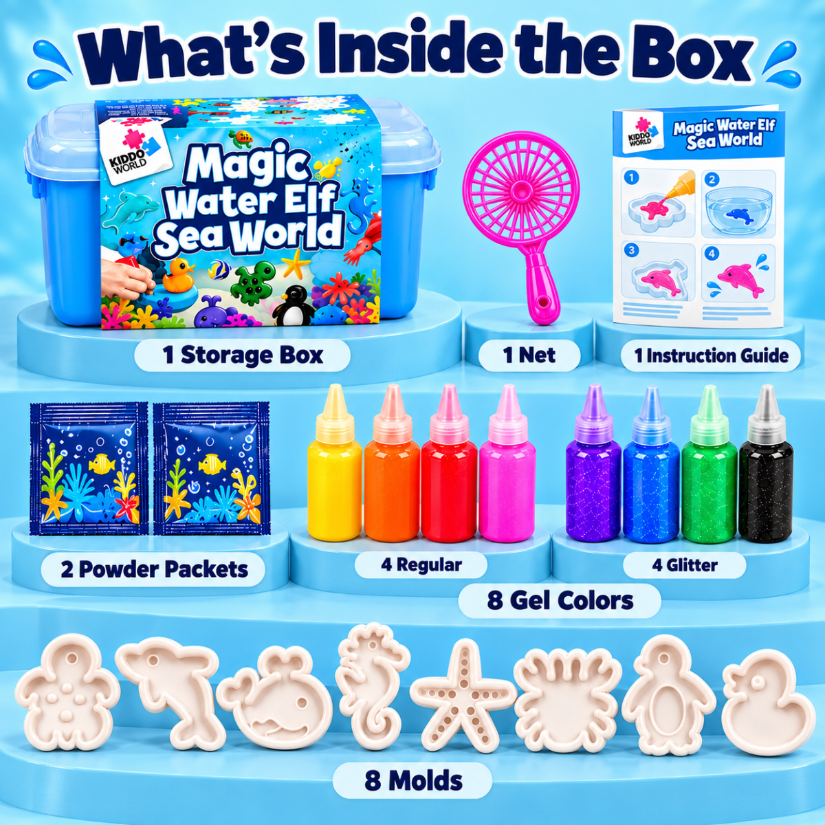 Magic Water Squishies – Creative 3D Figure Making Kit | Sea World | 3+ Years