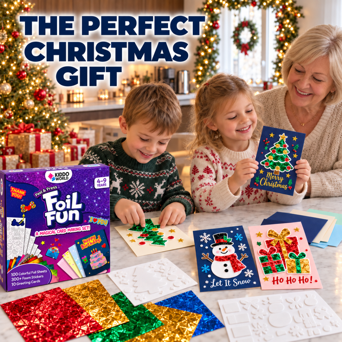 Foil Fun Greeting Cards – Creative Kit for Sparkling Holiday Cards (4+ years)