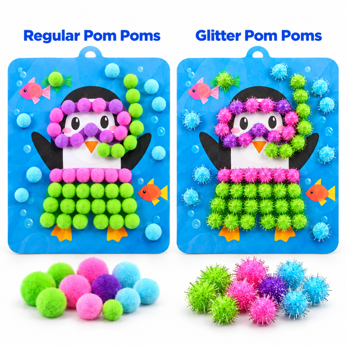 200× Glitter Pom Poms