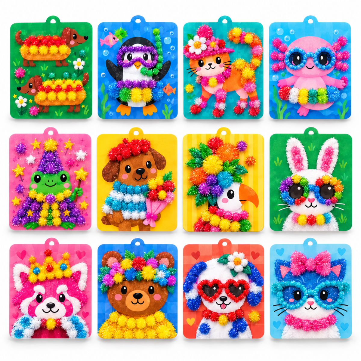 200× Glitter Pom Poms