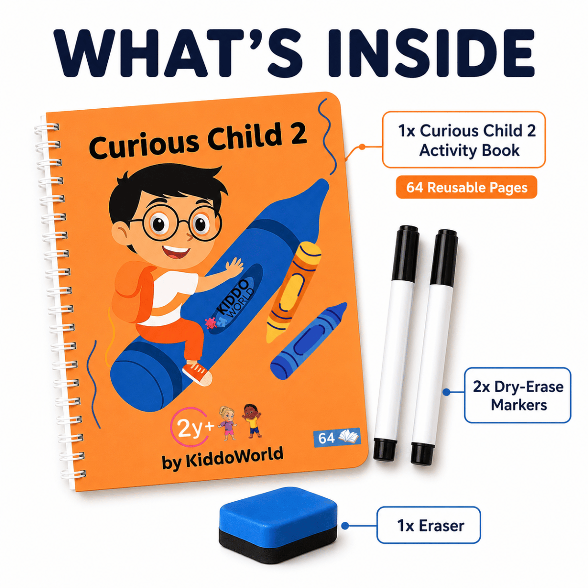 Curious Child 2 | Write-Wipe Notebook for Learning to Write (64 pages, 2+ years)
