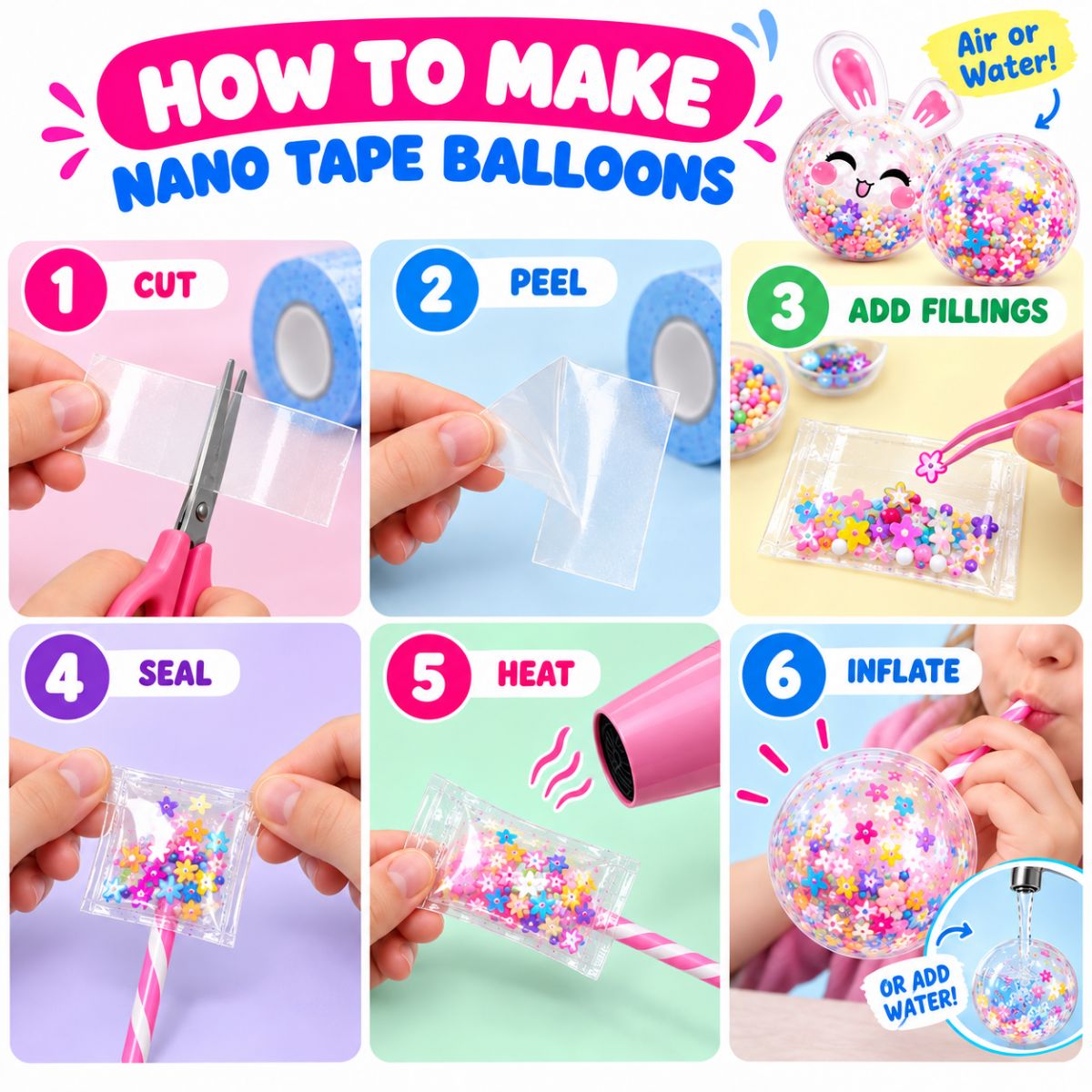 Nano Tape Bubble Squishies – Creative 41-Piece Kit (Ages 4+)
