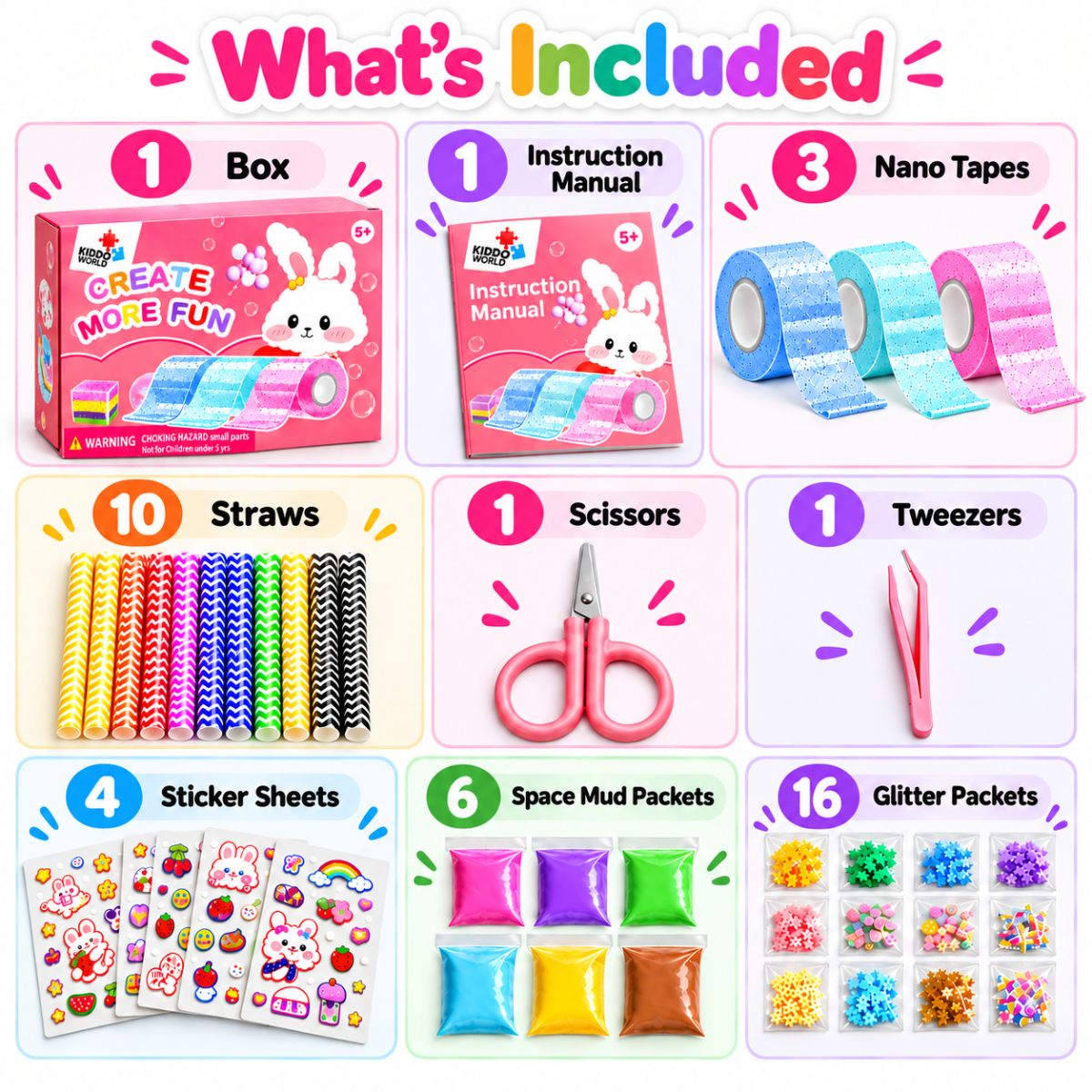 Nano Tape Bubble Squishies – Creative 41-Piece Kit (Ages 4+)