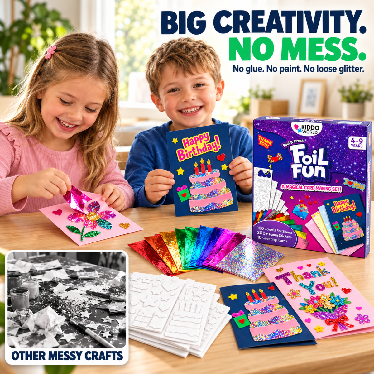 Foil Fun Greeting Cards – Creative Kit for Sparkling Holiday Cards (4+ years)