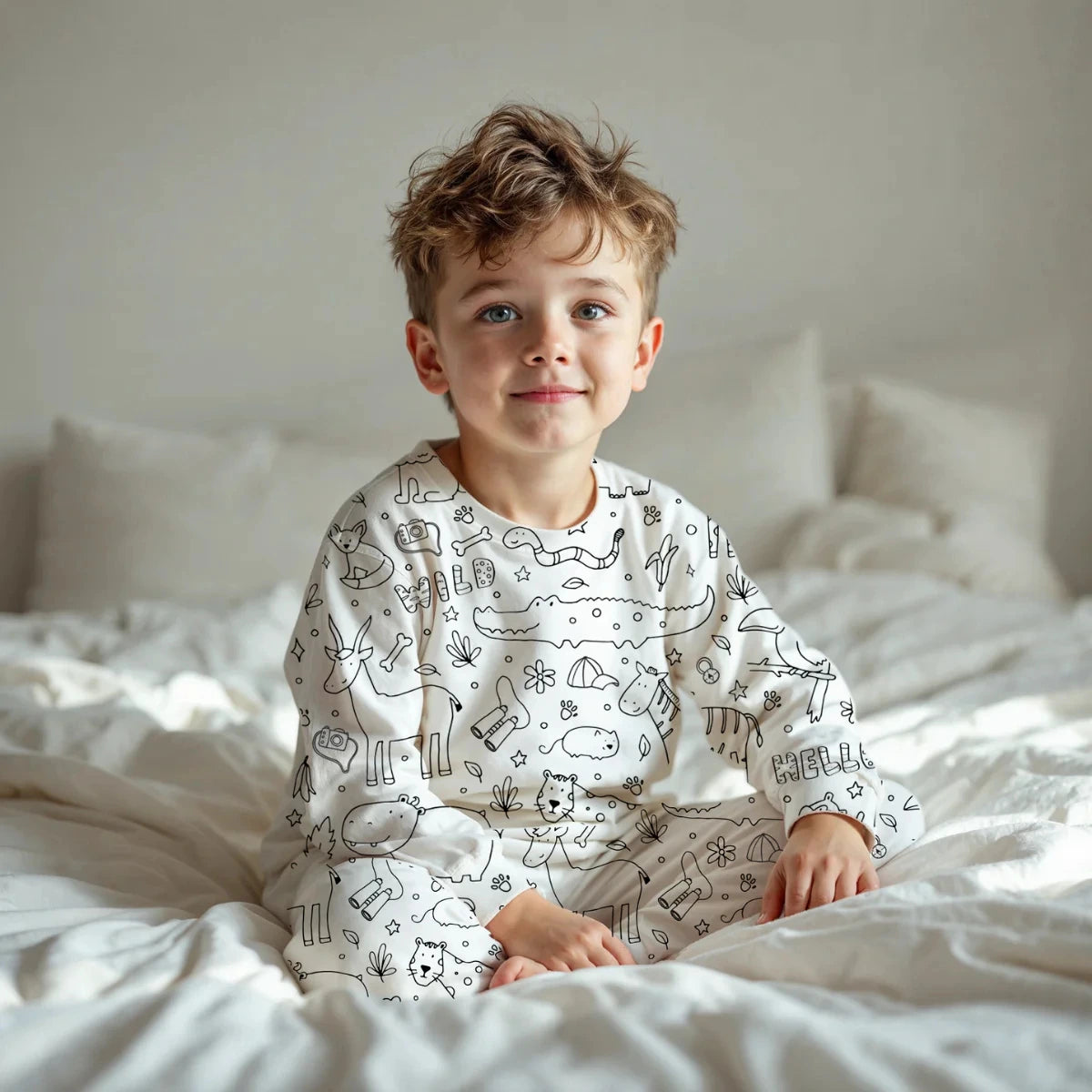 2-Piece Children’s Colorable Pajamas | Safari Animals (4–8 years)