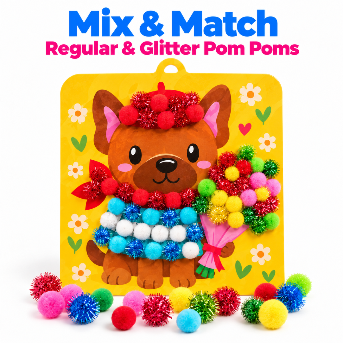 200× Glitter Pom Poms