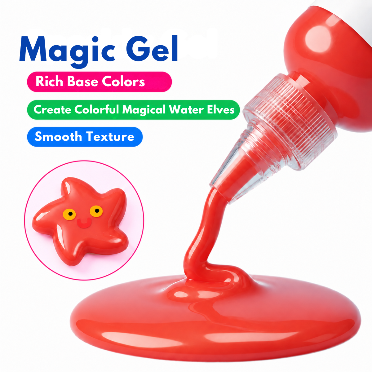 Magic Water Squishy Refill Pack – Refill 4 Colors + 1 Magic Powder (Compatible with all sets, 3+ years)