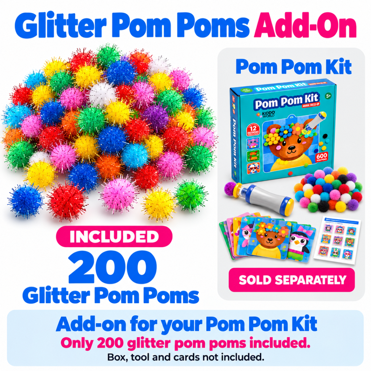 200× Glitter Pom Poms