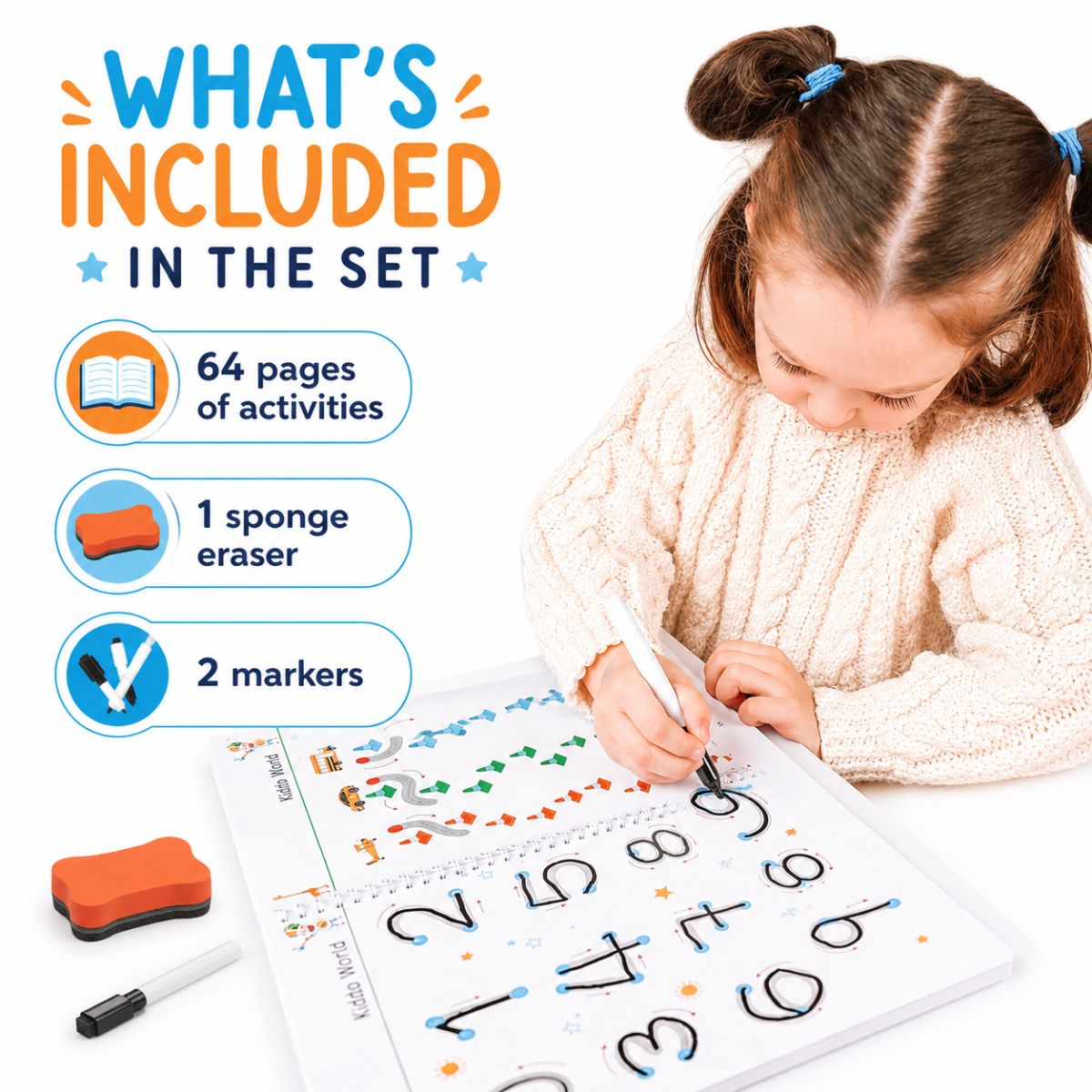 Curious Child | Wipe-Clean Notebook for Learning Writing and Logic (64 pages, 3+ years)