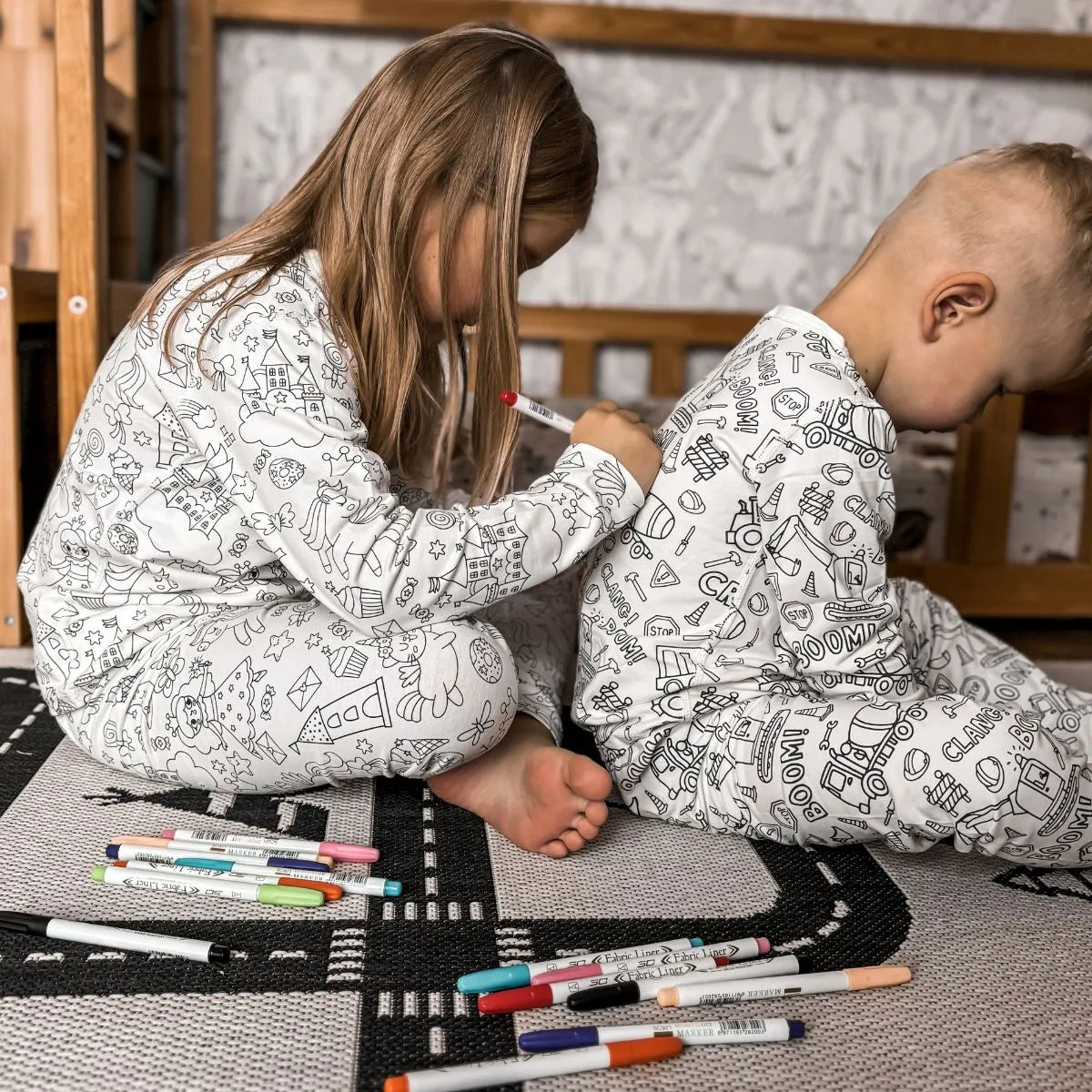 2-Piece Children’s Colorable Pajamas | Princesses & Unicorns (4–8 years)