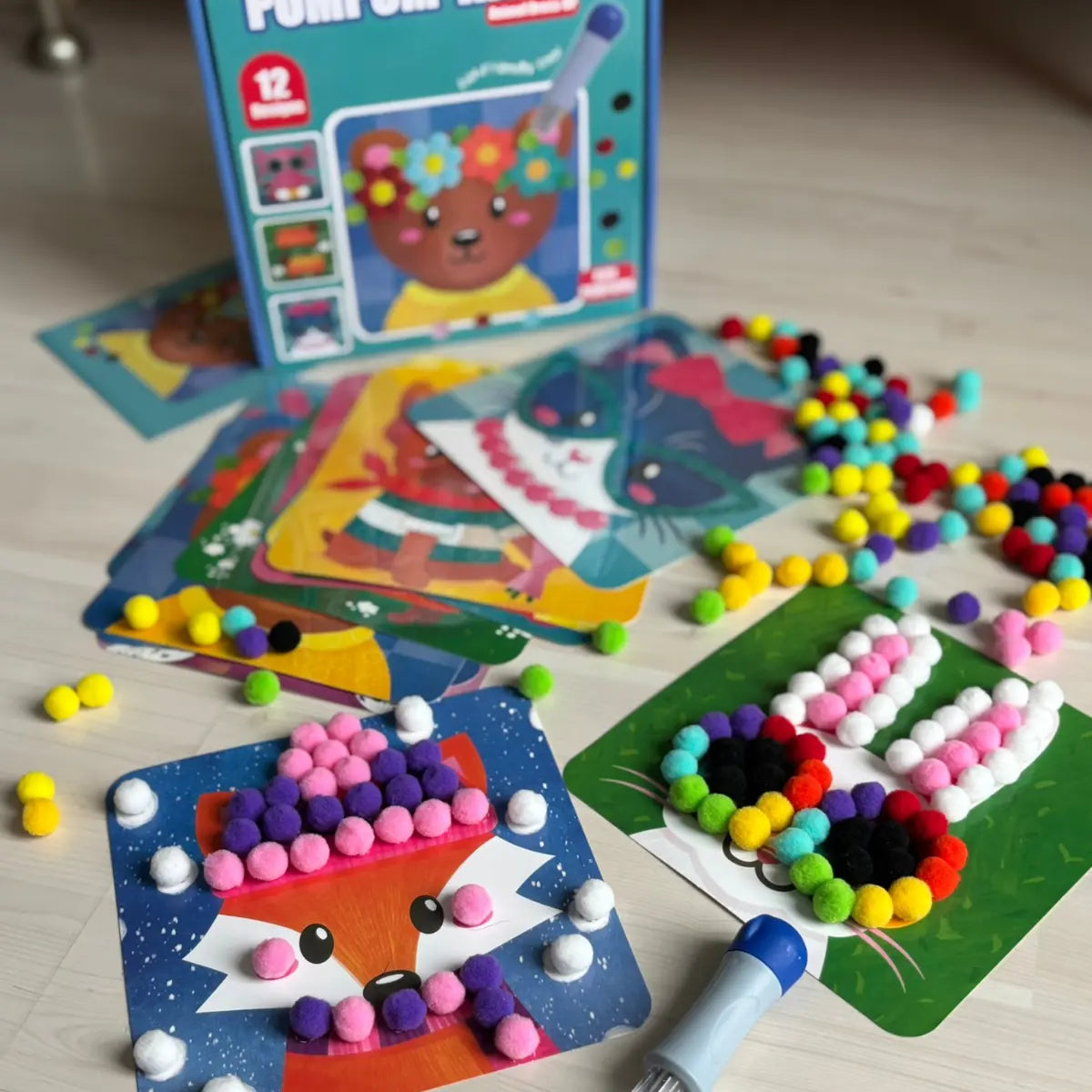Pom Pom Kit – Create Magical 3D Animals with Fluffy Pom Poms, No Mess! (5+ years)