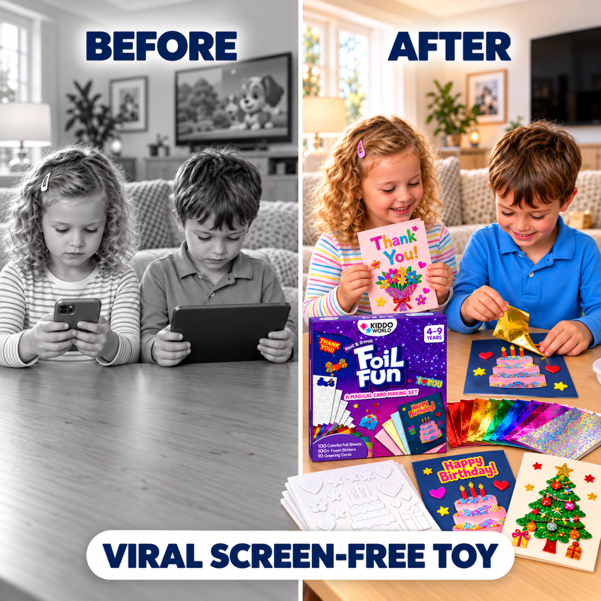 Foil Fun Greeting Cards – Creative Kit for Sparkling Holiday Cards (4+ years)