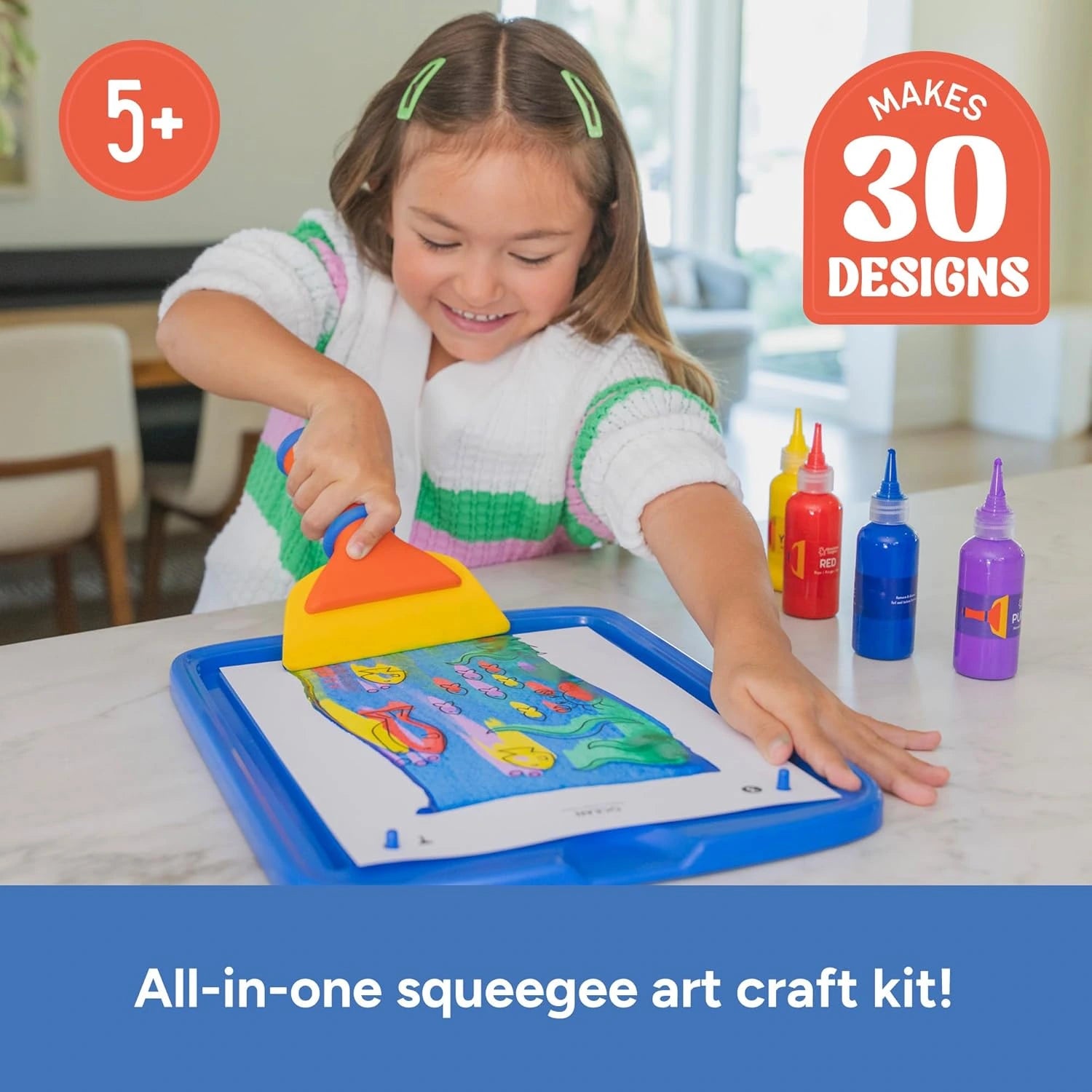 Squeegee Art – Rainbow Painting with a Squeegee, No Brushes and No Mess!
