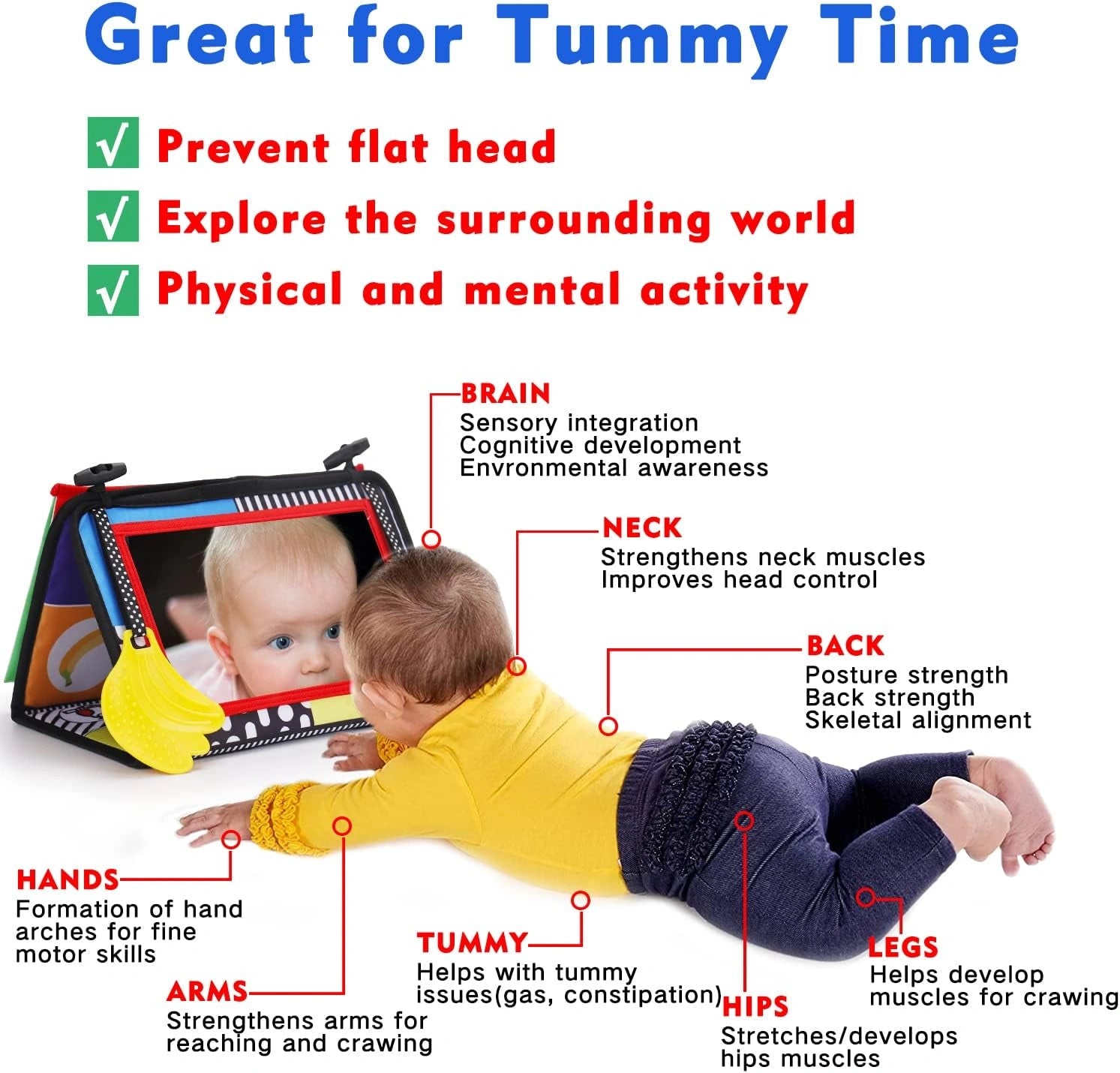 Tummy time baby mirror infant toy (0-12 months)