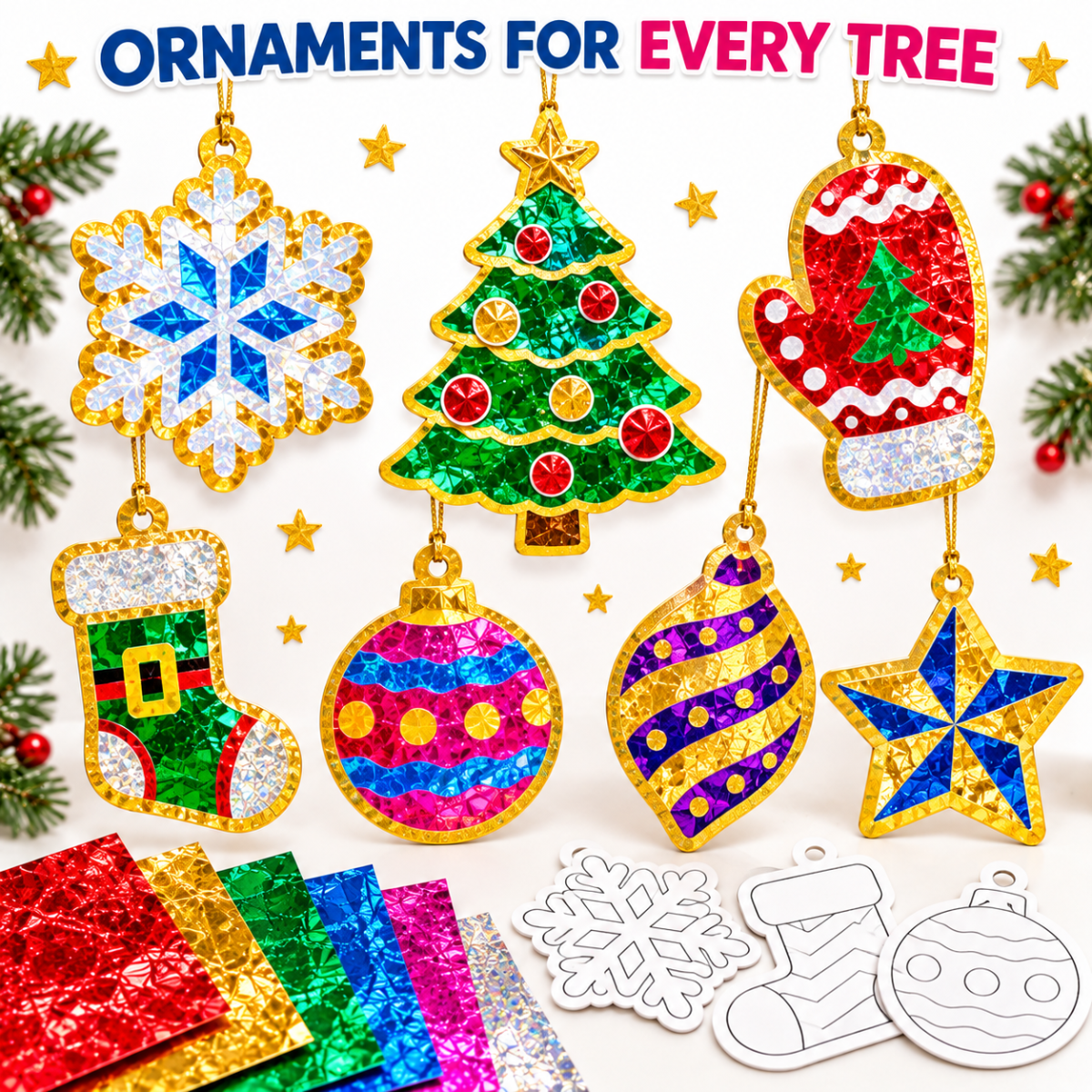 Magical Shiny Decorations for the Christmas tree, windows or walls (4+ years)
