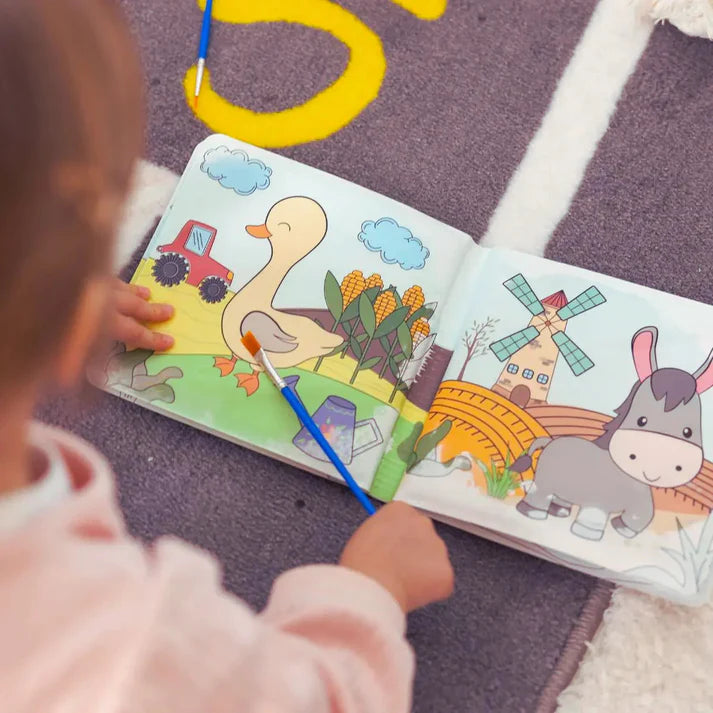 Wassermalbuch – Folge den Linien! Malen Sie mit Wasser durch Regenbögen und die Natur, wiederverwendbar (8 Seiten, 6–24 Monate)