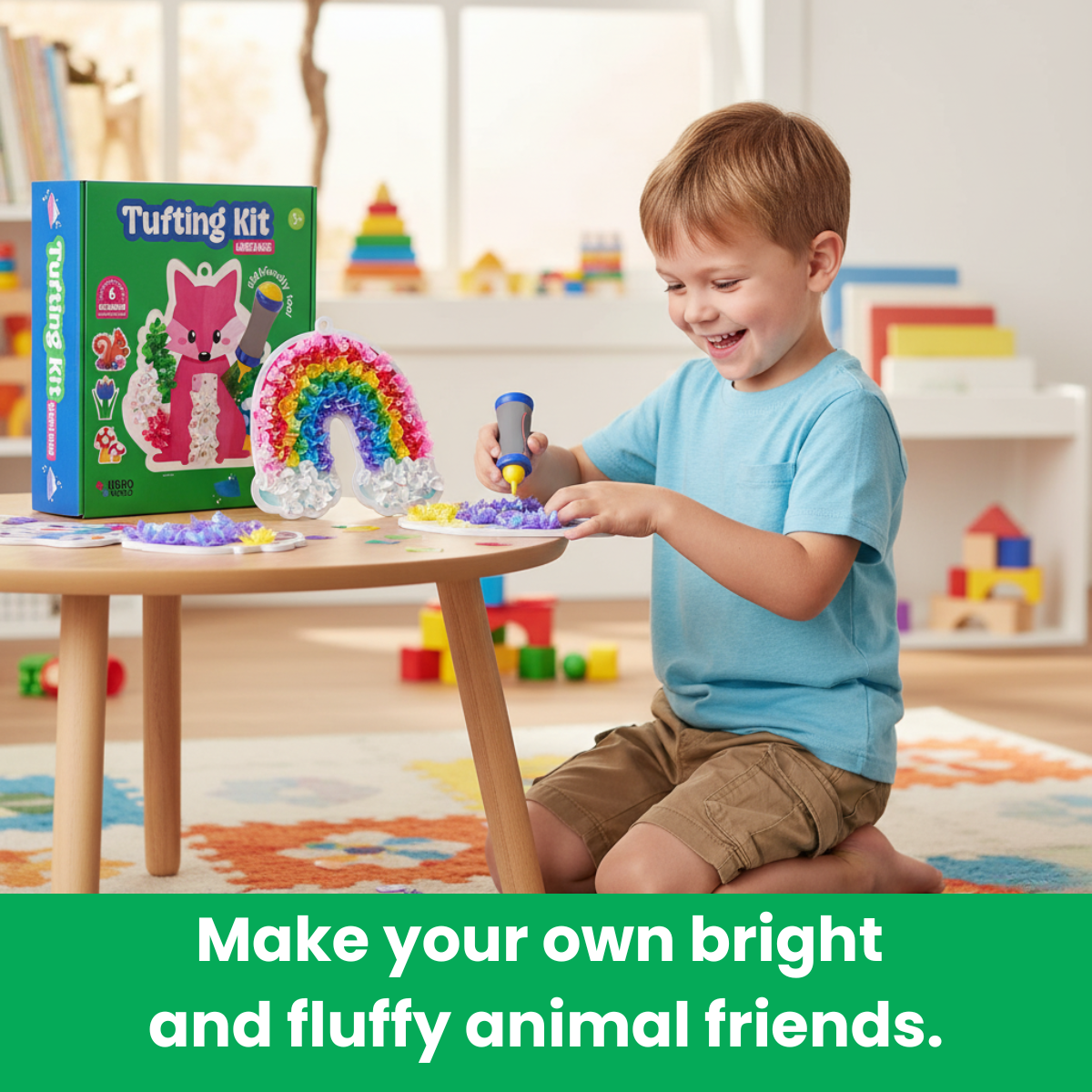 Tufting Kit | Sensory Creative Play with Colorful Pieces | for Kids 4+