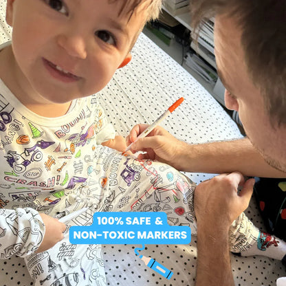 Zweiteiliges Pyjama-Set für Kinder - Color Me! 🚚🚧 Lastwagen und Bagger