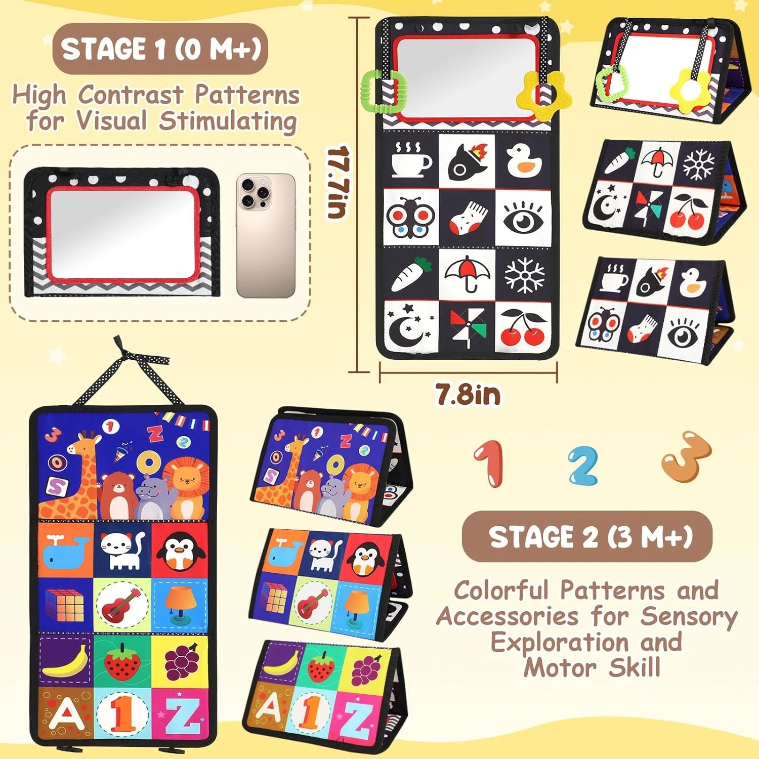 Sensory Tummy Time Mirror Mat – Support Your Baby’s Development from Day One! (0+ months)