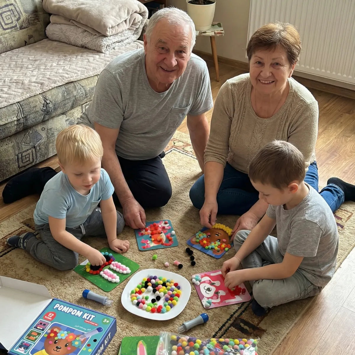 Pom Pom Kit | Sensory Creative Play Set with Pom Poms | for Kids 5+