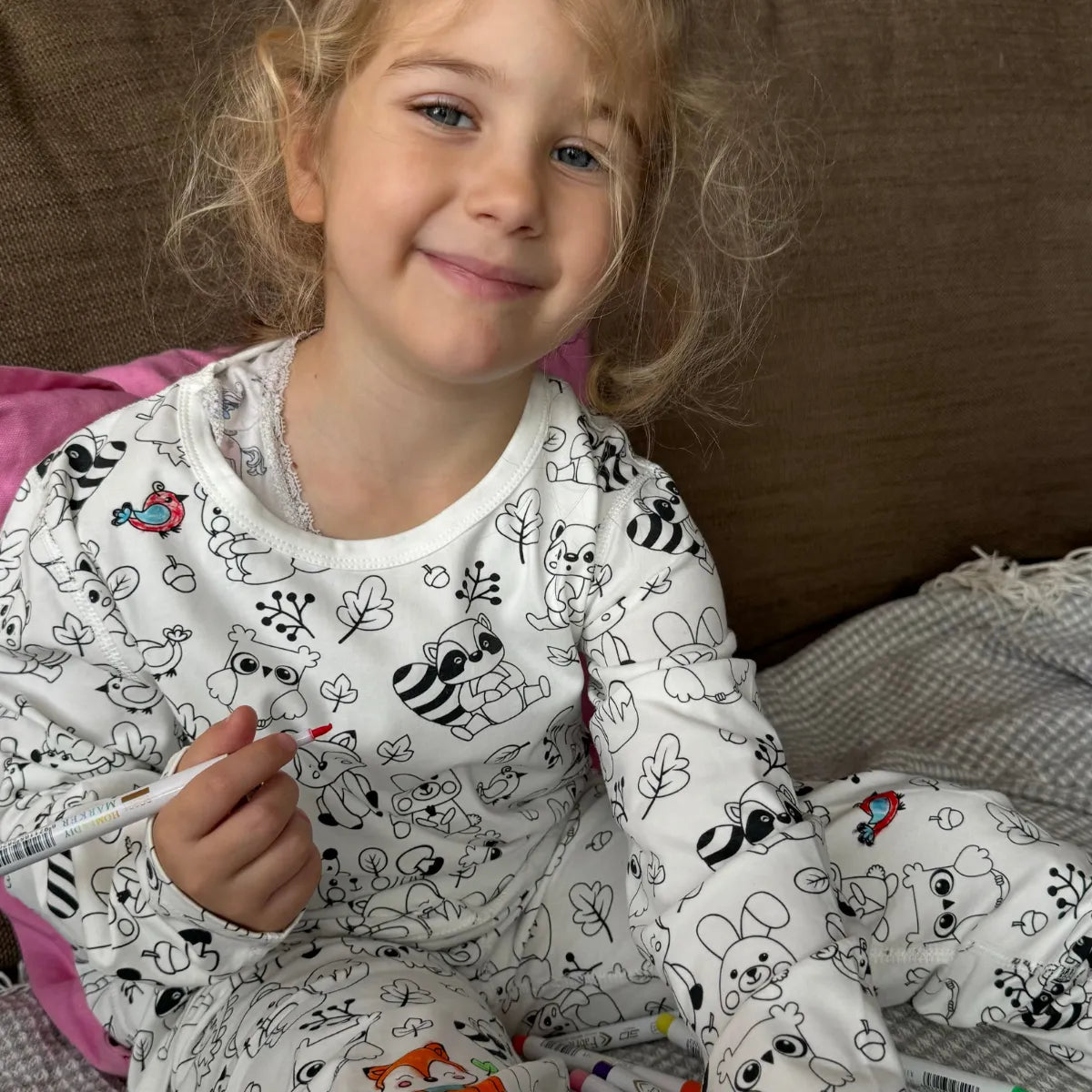 2-Piece Children’s Colorable Pajamas | Forest Animals (4–8 years)