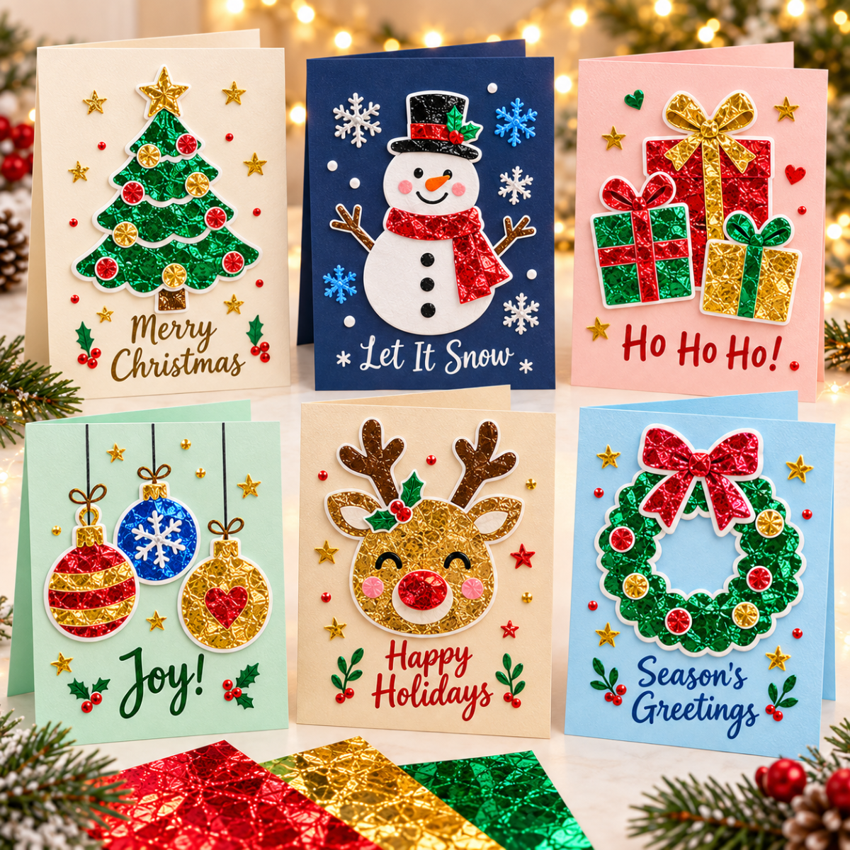 Foil Fun Greeting Cards – Creative Kit for Sparkling Holiday Cards (4+ years)