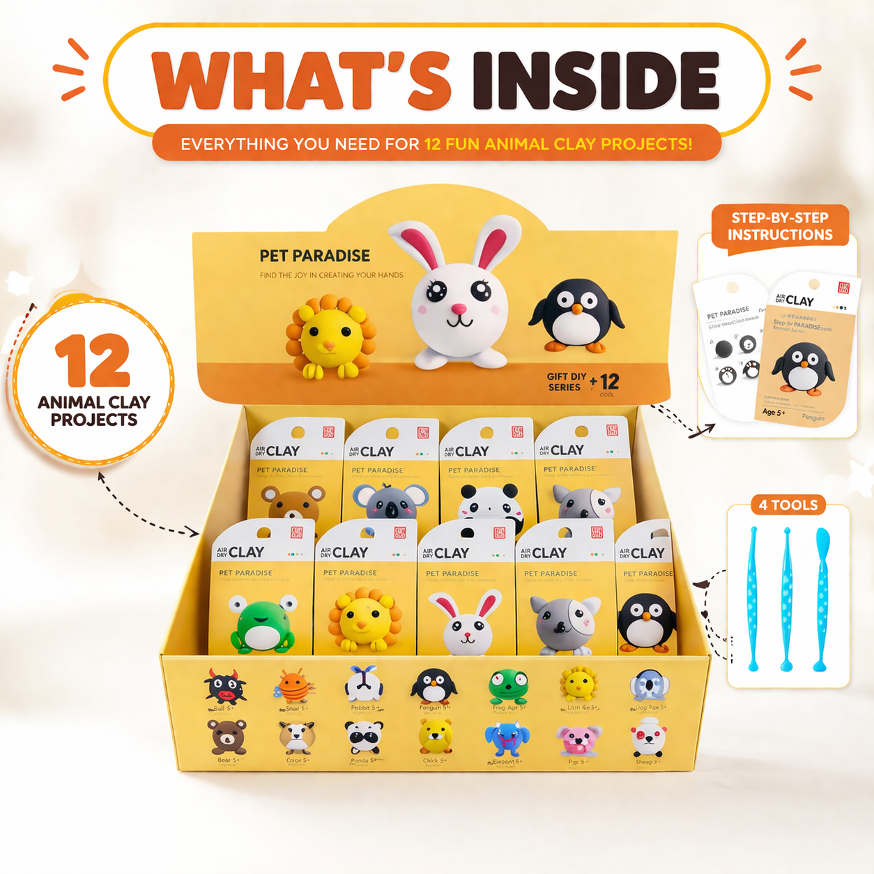 Pet Paradise Air Clay – soft modeling clay that air dries, for kids 3+