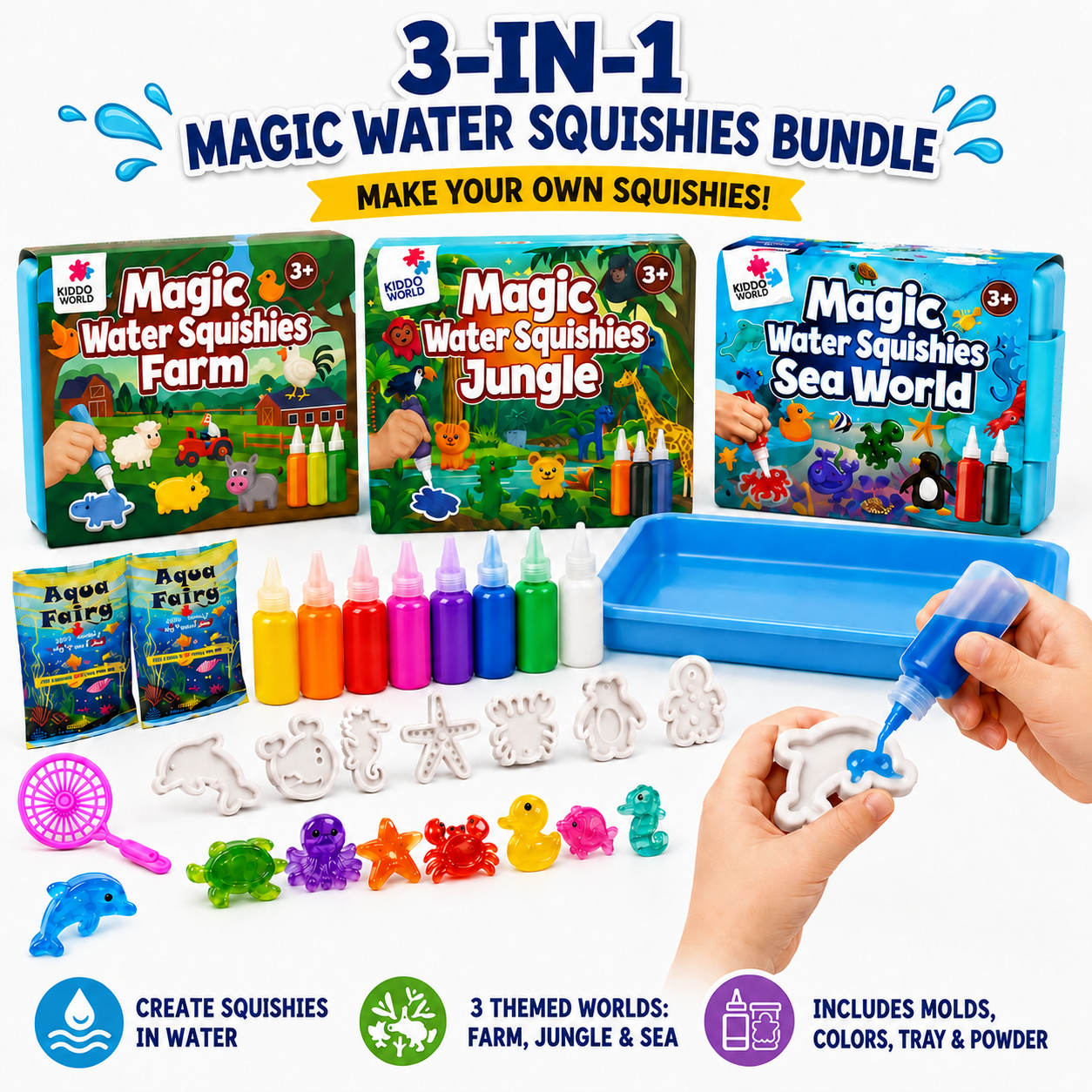 Magic Water Squishies – Ultimate Mega Bundle | Sea World, Jungle & Farm (3+ years)