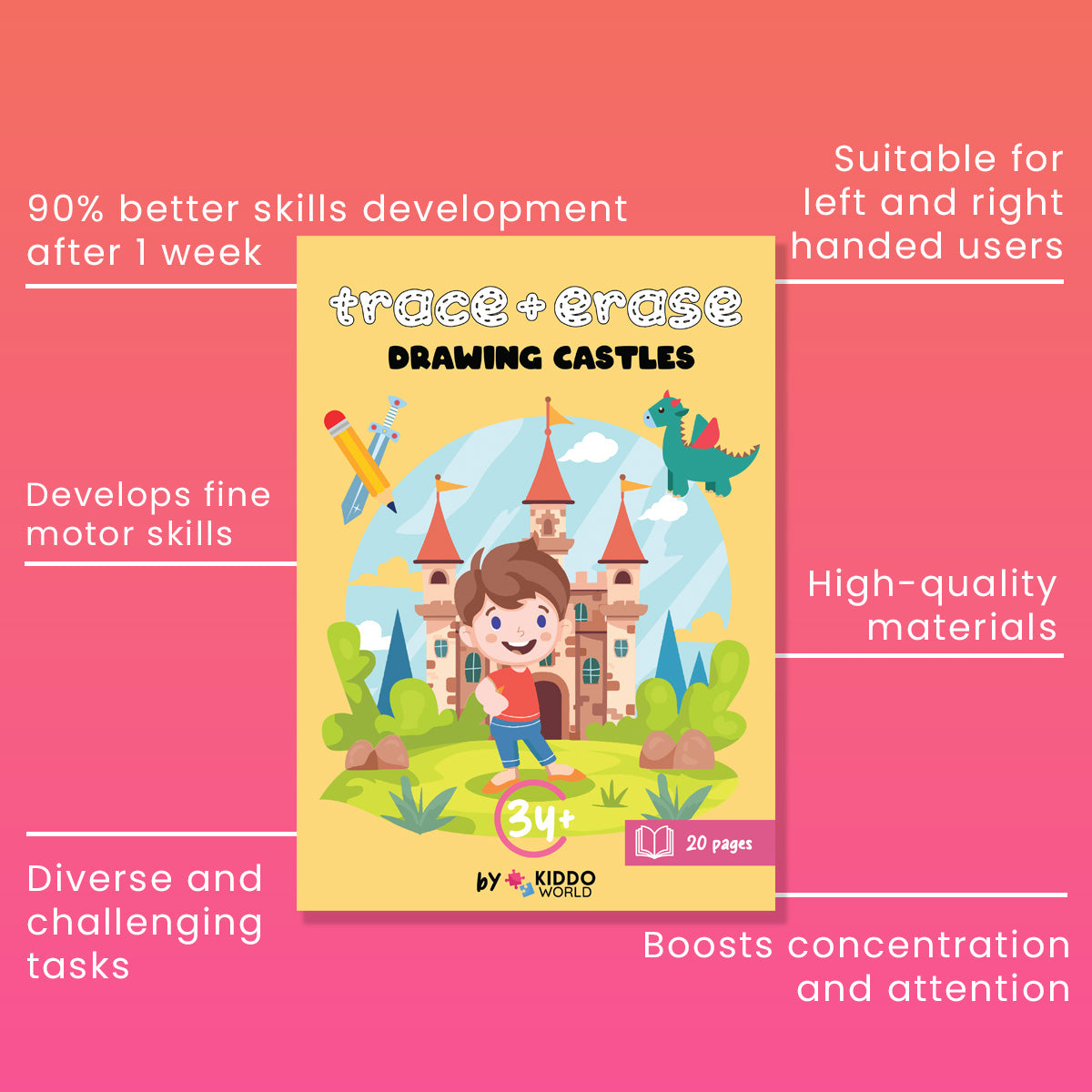Drawing Castles - Write & Wipe Workbook for Exploring Shapes and Patterns (Ages 3+)