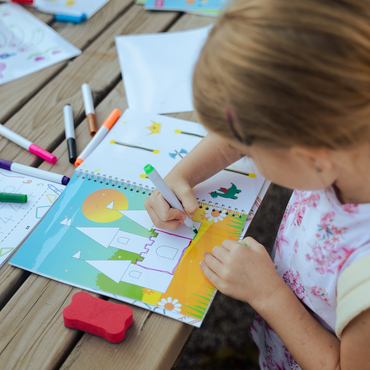 Drawing Castles - Write & Wipe Workbook for Exploring Shapes and Patterns (Ages 3+)