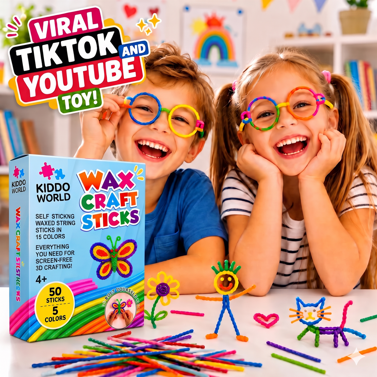 Wikki Stix Magic Waxed Yarn (50-piece set, 3+ years)