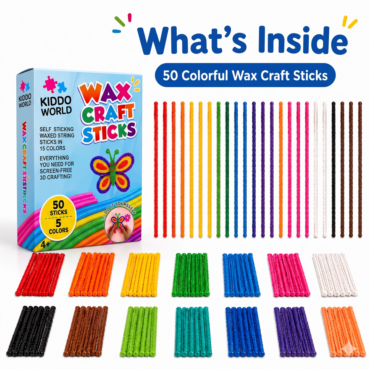 Wikki Stix Magic Waxed Yarn (50-piece set, 3+ years)
